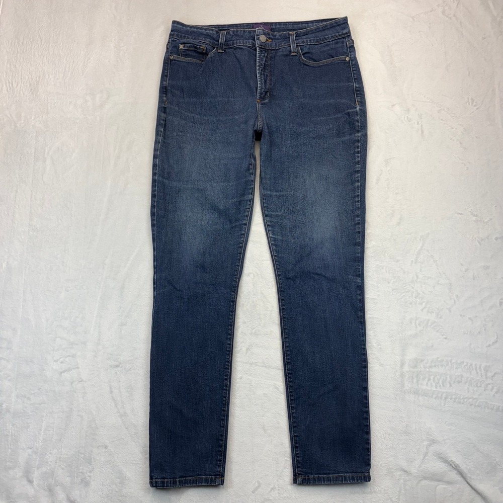 NYDJ Womens Legging Jeans Dark Wash Lift Tuck Technology Blue Denim Size 14